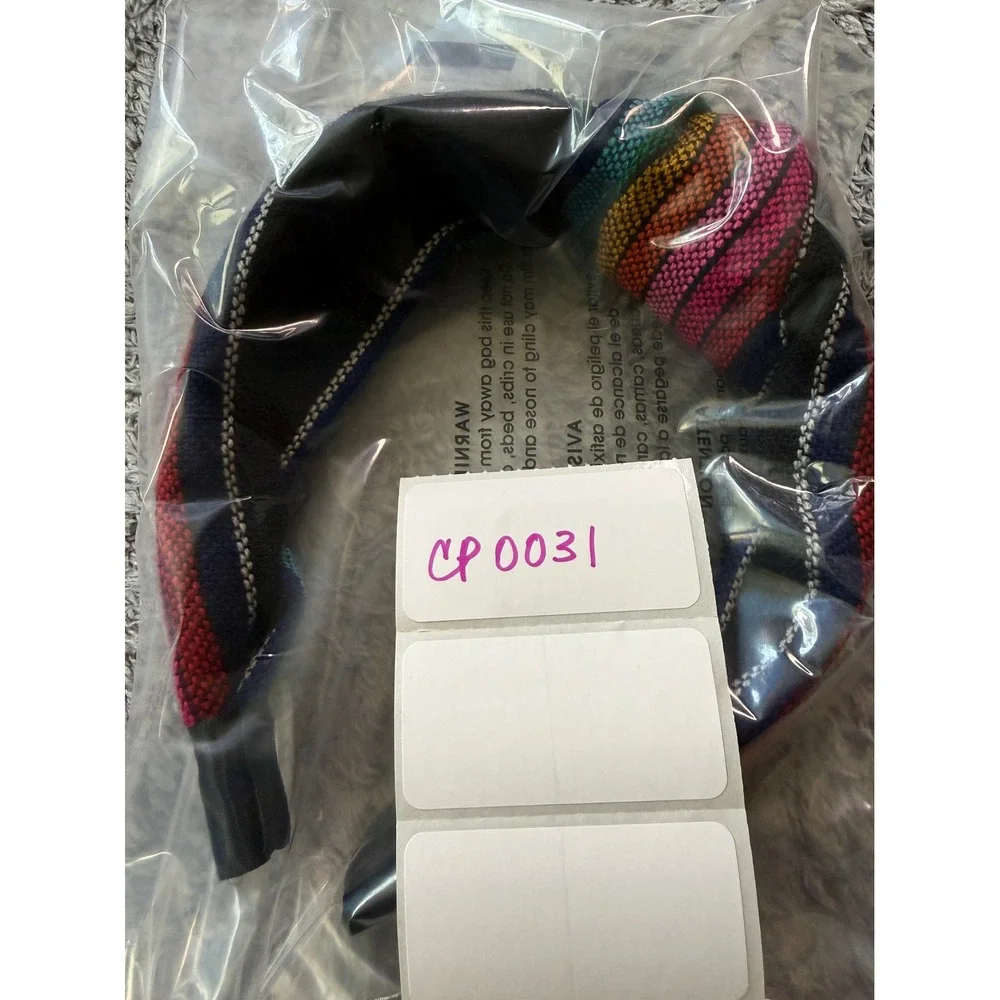 Unbranded Women Knotted Rainbow Headband OS Multi Color Woven Fabric